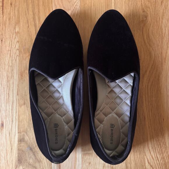 Birdies The Heron Flat Loafer in Black Velvet Size 9 - Picture 1 of 9